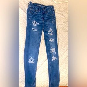 american eagle ripped patched jeans